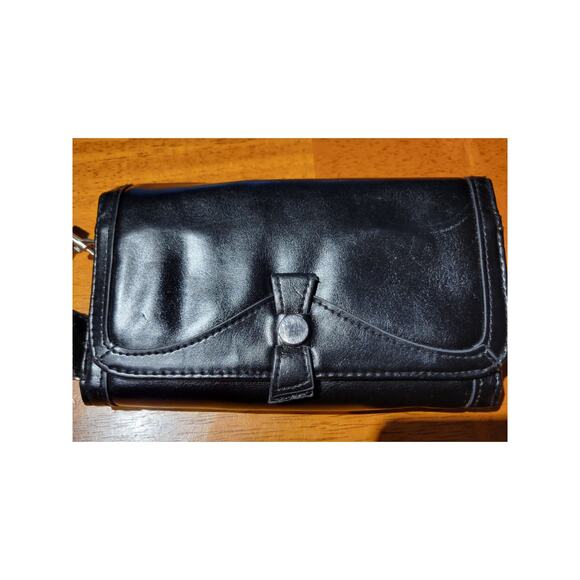 Hato Hasi Black Leather Wristlet Evening Bag Clutch 4x7 - Picture 2 of 8